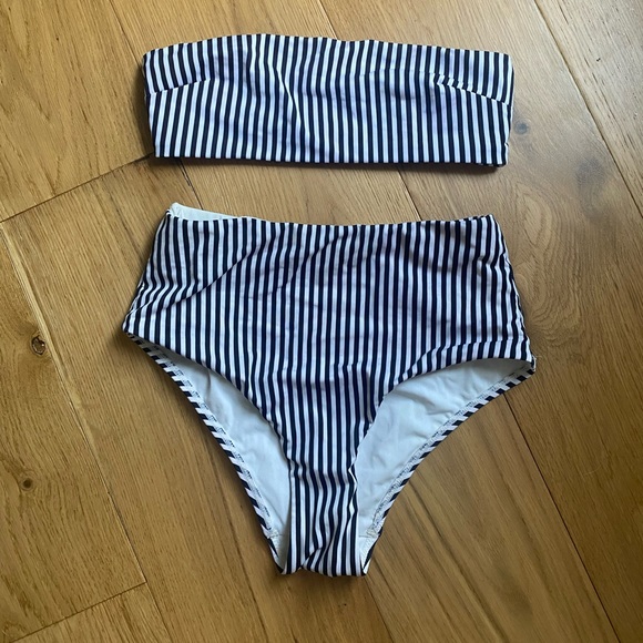 Auguste The Label Stripe Bandeau High Waist Bikini size 6 / small - Picture 2 of 4